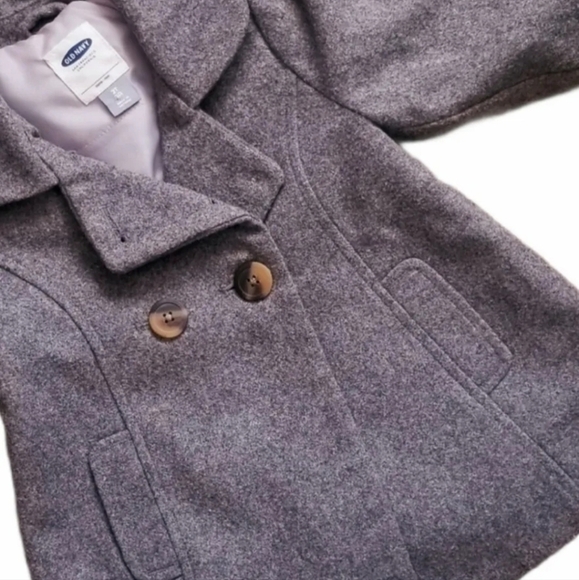 Old Navy Toddler Girls Wool Blend Double Breasted Pleated Back Peacoat. - Picture 4 of 8